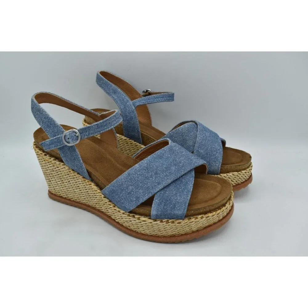 Sofft Womens Size 9 Diana Blue Chambray Denim‎ Espadrille Open Toe Sandals Shoes